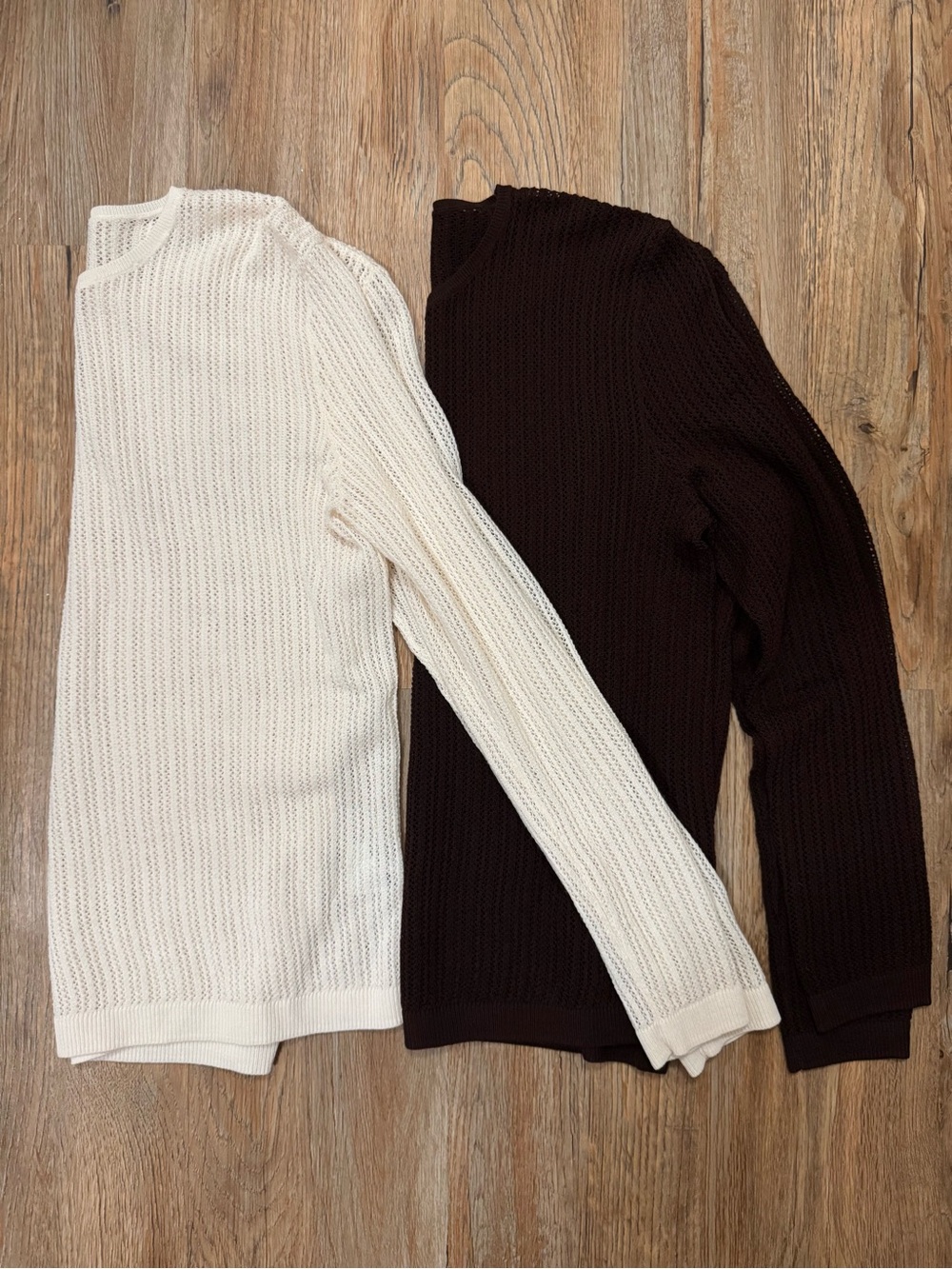 Uniqlo Women’s Knit Sweaters in White and Dark Brown